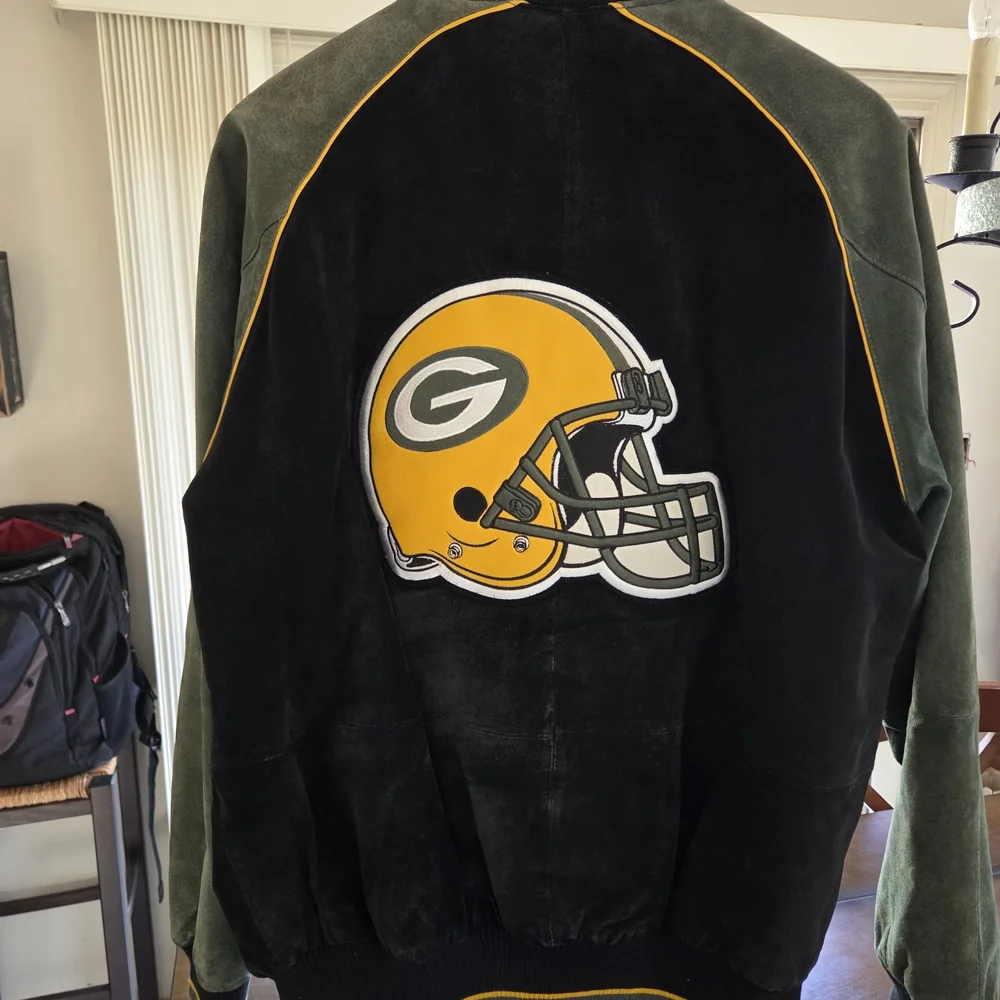 Green Bay Packers Vintage Suede Leather Jacket M - Picture 5 of 15